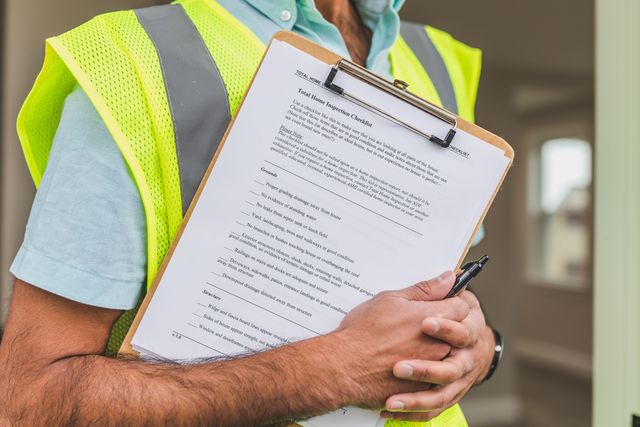 person holding a home inspection checklist